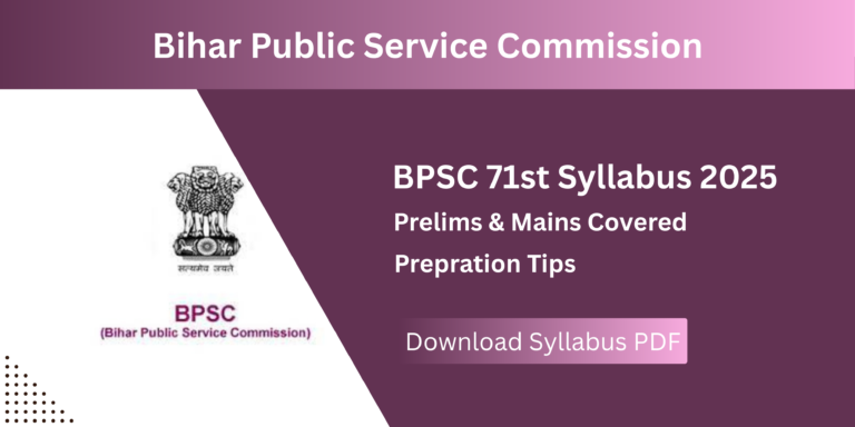 BPSC 71st Syllabus 2025 – Download Prelims and Mains Syllabus PDF